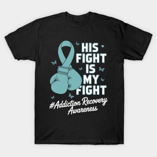 Teal Ribbon Survivor Fighter Addiction Recovery Awareness T-Shirt